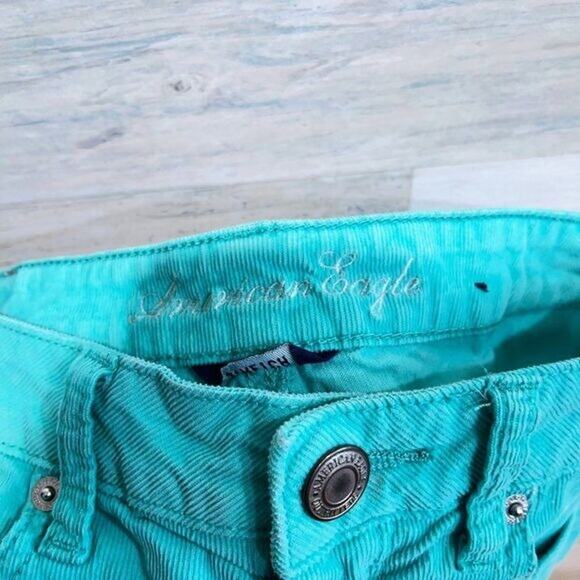 AMERICAN EAGLE Y2K Super Low Rise Corduroy Cheeky Shorts Blue Womens 0 - Picture 3 of 4
